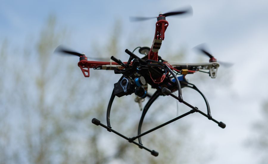"Hexacopter drone used for aerial mapping and agricultural surveys"